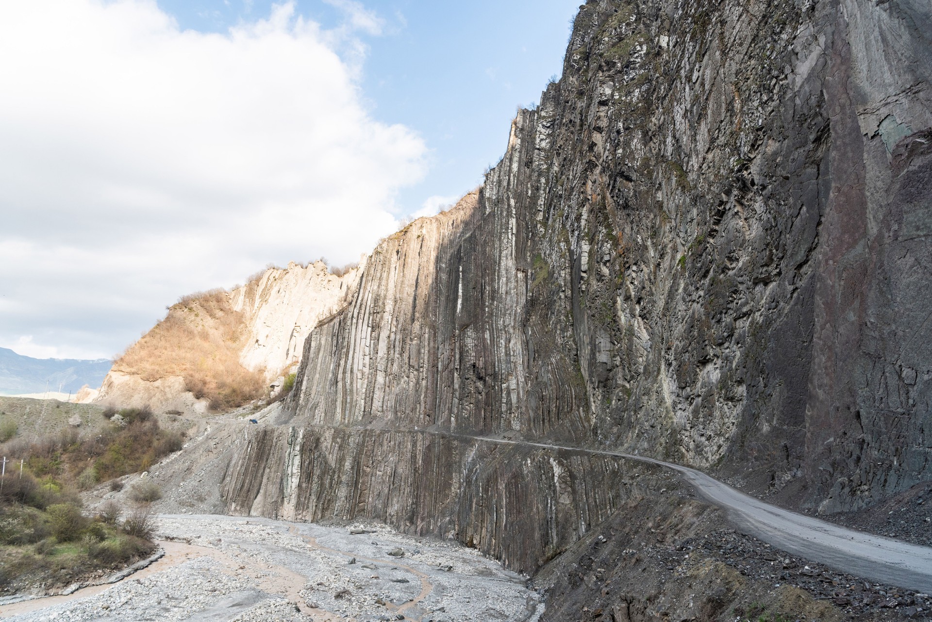 Mountainous road leading to Lahic village in Ismayill region of Azerbaijan.